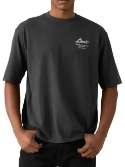 T-shirt en coton anthracite orné d'un imprimé camions et pourvu d'un col rond