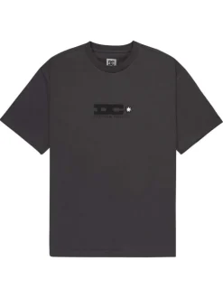 T-shirt en coton anthracite uni avec une coupe droite et un col rond