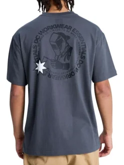 T-shirt en coton anthracite uni avec une coupe droite et un col rond