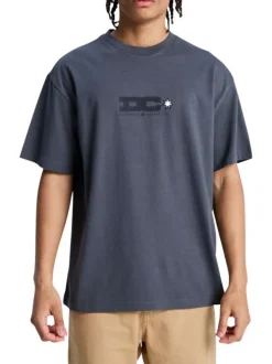 T-shirt en coton anthracite uni avec une coupe droite et un col rond