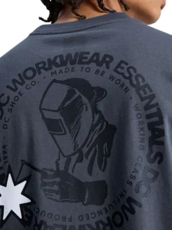 T-shirt en coton anthracite uni avec une coupe droite et un col rond