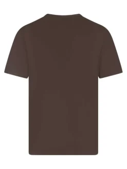T-shirt en coton anthracite uni avec une coupe droite et un col rond