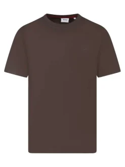 T-shirt en coton anthracite uni avec une coupe droite et un col rond
