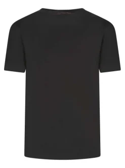 T-shirt en coton anthracite uni avec une coupe droite et un col v
