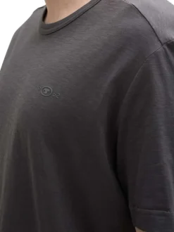 T-shirt en coton anthracite uni à coupe regular avec un col rond