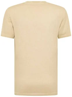 T-shirt en coton beige aspect légèrement délavé avec un col rond