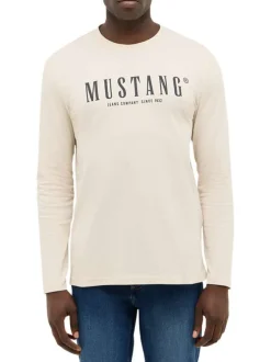 T-shirt en coton beige à col rond orné d'un logo oversize à l'avant