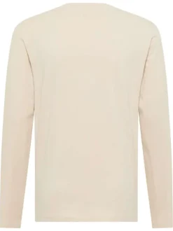 T-shirt en coton beige à col rond orné d'un logo oversize à l'avant
