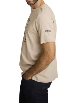 T-shirt en coton beige à coupe droite orné d'un imprimé de voiture