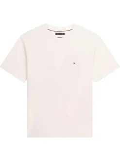 T-shirt en coton beige à coupe droite pourvu de manches courtes