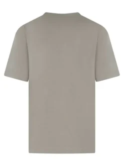 T-shirt en coton beige imprimé avec une coupe droite et un col rond