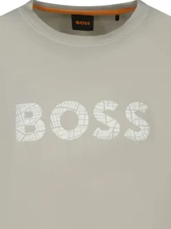 T-shirt en coton beige uni avec une coupe droite et un col rond