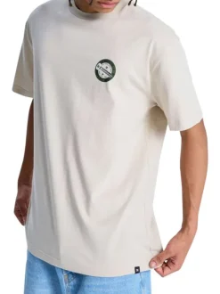 T-shirt en coton beige uni avec une coupe droite et un col rond