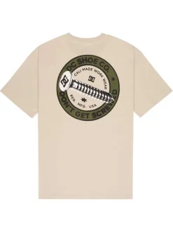 T-shirt en coton beige uni avec une coupe droite et un col rond