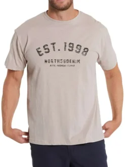T-shirt en coton beige uni avec une coupe droite et un col rond