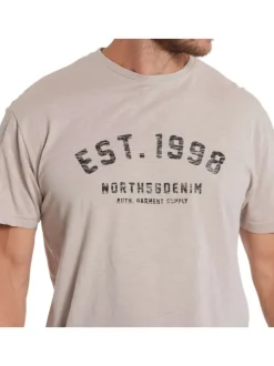 T-shirt en coton beige uni avec une coupe droite et un col rond