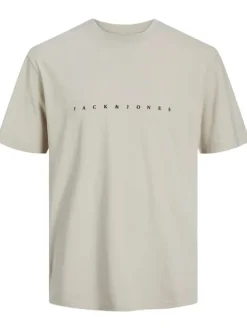 T-shirt en coton beige uni avec une coupe droite et un col rond