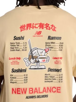 T-shirt en coton beige uni pourvu d'un col rond et de manches courtes
