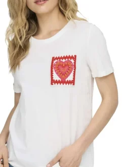 T-shirt en coton biologique blanc avec une coupe droite et un col rond