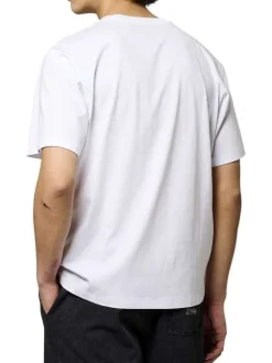 T-shirt en coton biologique blanc avec un grand imprimé à l'avant et un col rond