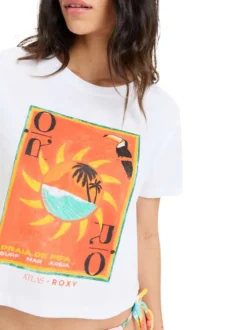 T-shirt en coton biologique blanc avec un imprimé et une coupe droite