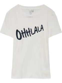 T-shirt en coton biologique blanc avec un imprimé et une coupe droite