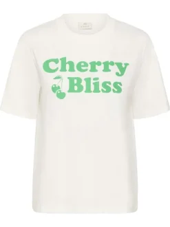 T-shirt en coton biologique blanc cassé uni pourvu d'une coupe droite
