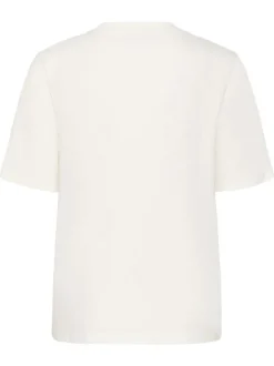 T-shirt en coton biologique blanc cassé uni pourvu d'une coupe droite
