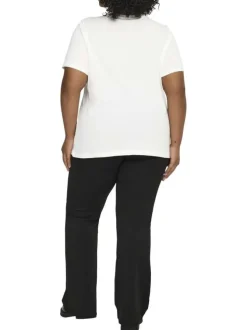 T-shirt en coton biologique blanc à coupe droite pourvu d'un col rond