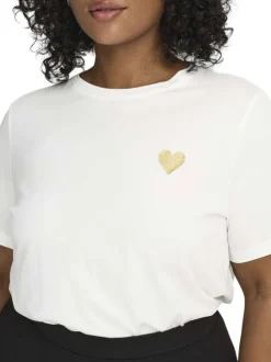T-shirt en coton biologique blanc à coupe droite pourvu d'un col rond