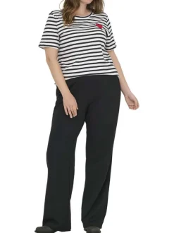 T-shirt en coton biologique blanc et marine orné d'un motif marinière