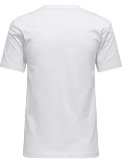 T-shirt en coton biologique blanc floral coupe droite col rond