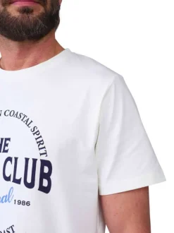 T-shirt en coton biologique blanc à imprimé avec une coupe droite