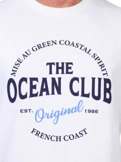 T-shirt en coton biologique blanc à imprimé avec une coupe droite