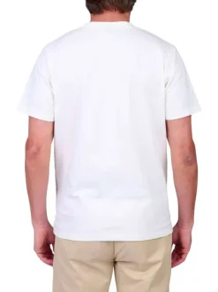 T-shirt en coton biologique blanc à imprimé avec une coupe droite