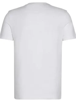 T-shirt en coton biologique blanc uni avec monogramme brodé en noir