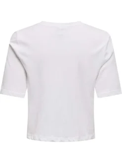 T-shirt en coton biologique blanc uni avec un col rond et une coupe droite