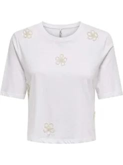 T-shirt en coton biologique blanc uni avec un col rond et une coupe droite