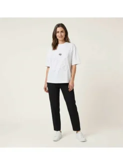 T-shirt en coton biologique blanc uni avec une coupe droite et un col rond