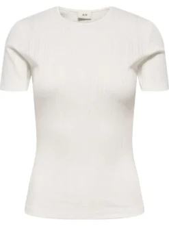 T-shirt en coton biologique blanc uni avec une coupe droite et un col rond
