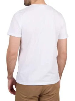 T-shirt en coton biologique blanc uni avec une coupe droite et un col rond