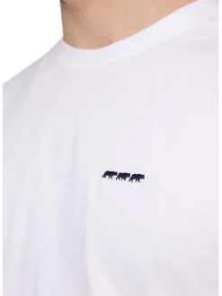T-shirt en coton biologique blanc uni avec une coupe droite et un col rond