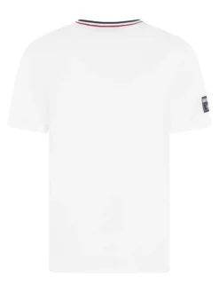 T-shirt en coton biologique blanc uni avec une coupe droite et un col v