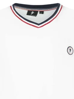 T-shirt en coton biologique blanc uni avec une coupe droite et un col v