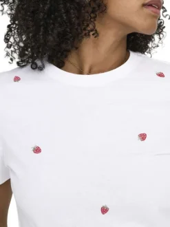 T-shirt en coton biologique blanc uni pourvu de manches courtes