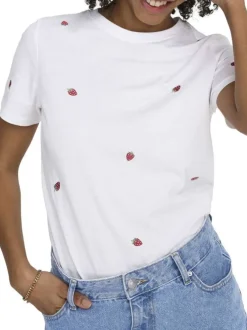 T-shirt en coton biologique blanc uni pourvu de manches courtes