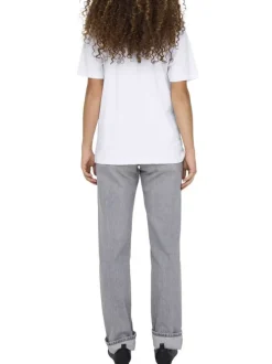 T-shirt en coton biologique blanc uni pourvu d'une coupe droite