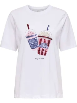 T-shirt en coton biologique blanc uni pourvu d'une coupe droite