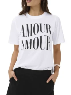 T-shirt en coton biologique blanc uni pourvu d'une coupe droite