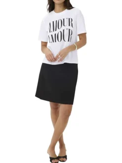 T-shirt en coton biologique blanc uni pourvu d'une coupe droite